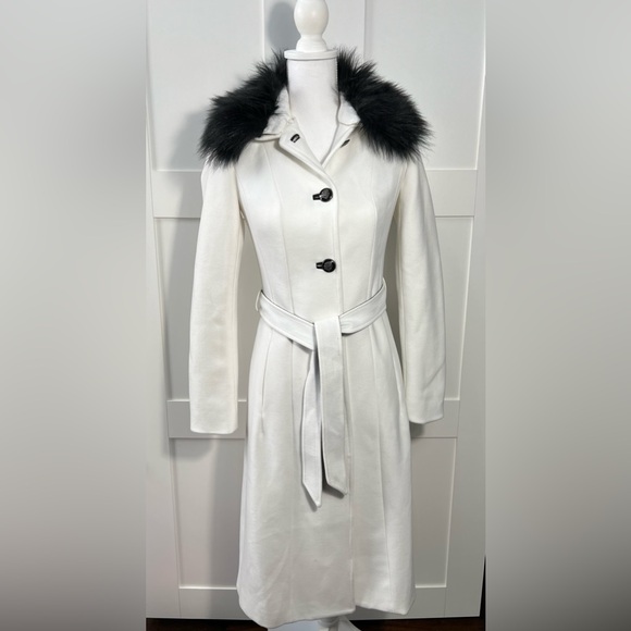 WHBM Faux Fur Collar Classic Long Coat XXS - Picture 3 of 12